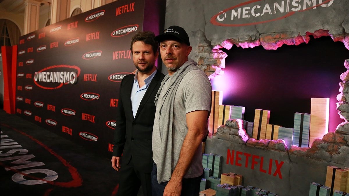 Selton Mello e José Padilha na pré-estreia de "O Mecanismo", no Copacabana Palace (Foto: Bruna Prado | Netflix)