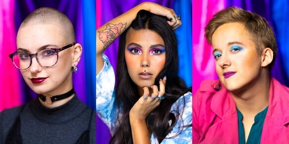 Meg, Meera Rose e Curtis fotografadas para a série especial de Ayla Carli para o Dia da Visibilidade Bissexual (Fotos: Reprodução)