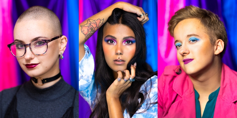 Meg, Meera Rose e Curtis fotografadas para a série especial de Ayla Carli para o Dia da Visibilidade Bissexual (Fotos: Reprodução)