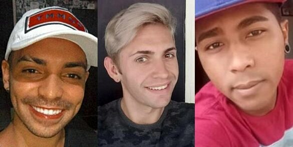 Pedro Diego Antão, Leandro Louback e David da Silva Santos morreram no último domingo (30), vítimas de homofobia (Fotos: Reprodução)