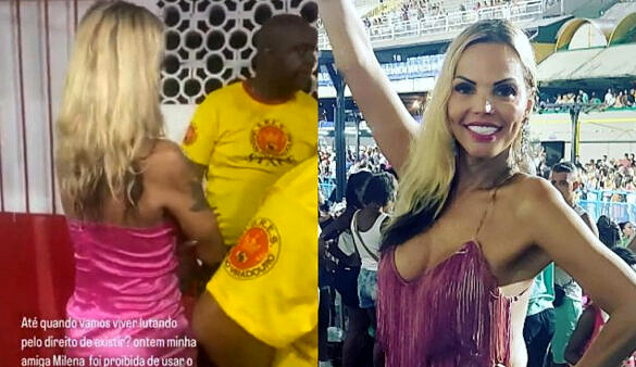 Milena Ravache foi proibida de usar o banheiro feminino por seguranças da Viradouro durante ensaio (Foto: Reprodução)