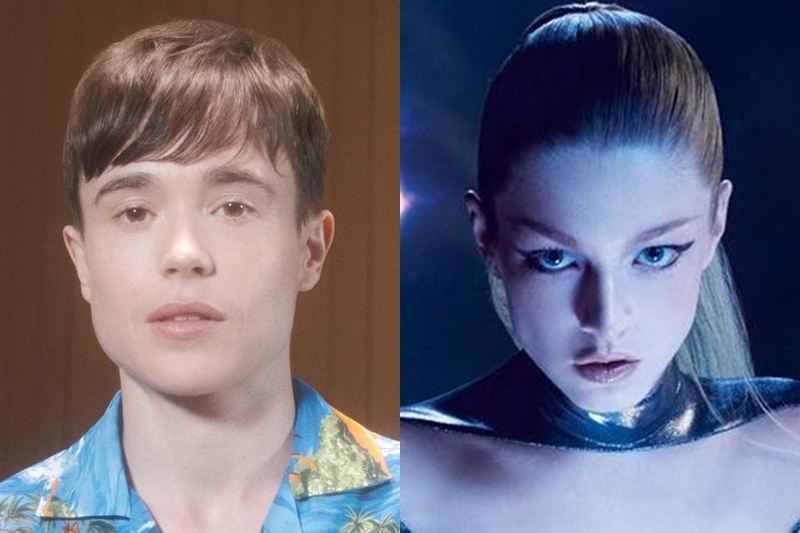 Elliot Page para a campanha do 'Gucci Guilty' e Hunter Schafer para o perfume 'Angel', da Mugler (Fotos: Divulgação)